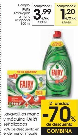 Eroski Lavavajillas mano y máquina fairy señalizados oferta