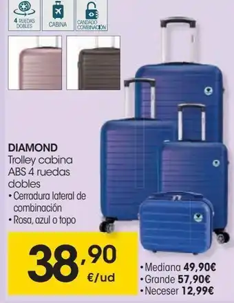 Eroski Diamond trolley cabina abs 4 ruedas dobles oferta