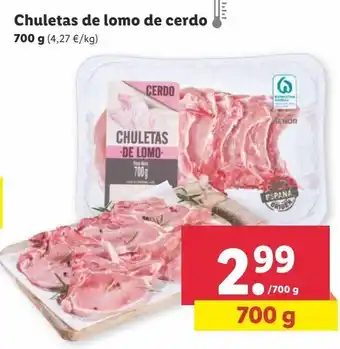 Lidl Chuletas de lomo de cerdo 700g oferta