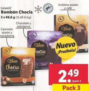 Lidl Helados gelatelli bombón chocia 3 x 66,6 oferta