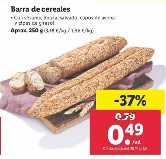 Lidl Barra de cereales oferta