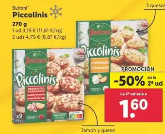 Lidl Piccolinis buitoni 270g -50% en la 2da ud oferta