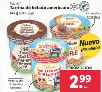 Lidl Tarrina de helado americano gelatelli 422g oferta