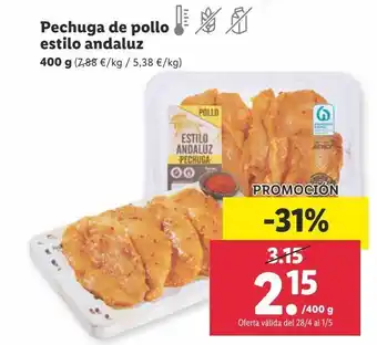 Lidl Pechuga de pollo estilo andaluz oferta