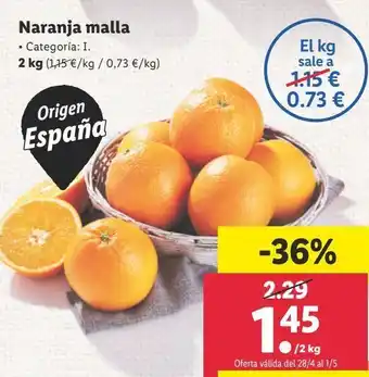 Lidl Naranja malla oferta