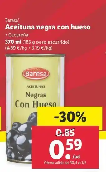 Lidl Aceitunas negras con hueso baresa 370 ml oferta