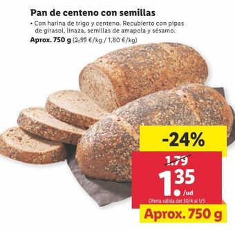 Lidl Pan de centeno con semillas oferta