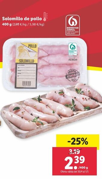 Lidl Solomillo de pollo oferta