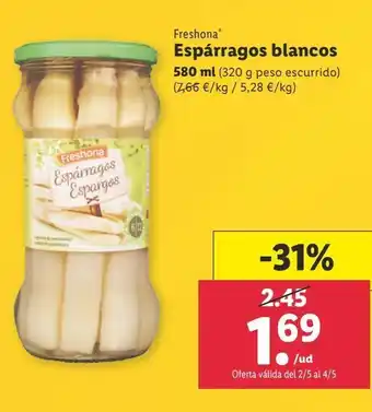 Lidl Espárragos blancos freshona 580 ml oferta