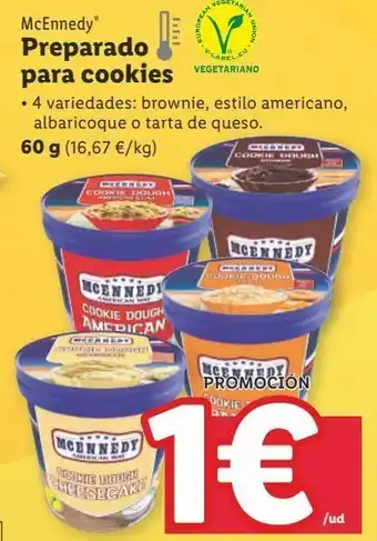 Lidl Preparado para cookies mcennedy 60g oferta