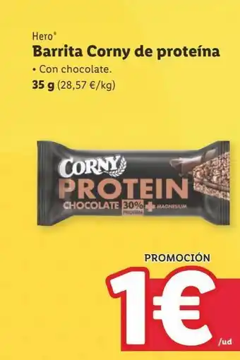 Lidl Barritas corny de proteína hero 35 g oferta