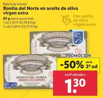 Lidl Bonito del norte en aceite de oliva palacio de oriente oferta