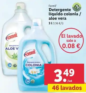 Lidl Detergente líquido colonia / aloe vera formil 3 l oferta