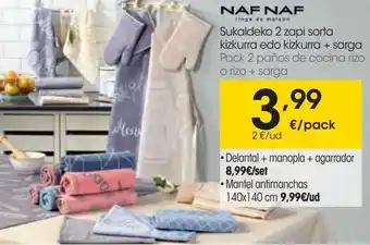 Eroski Pack 2 paños de cocina rizo o rizo + sarga oferta