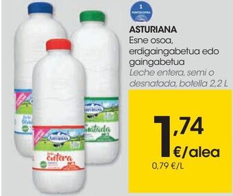 Eroski Asturiana leche entera, semi o desnatada oferta