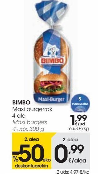 Eroski Bimbo maxi burgers oferta