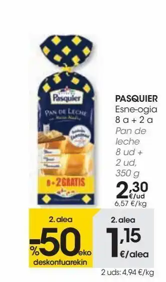 Eroski Pasquier pan de leche 8 ud + 2 ud oferta