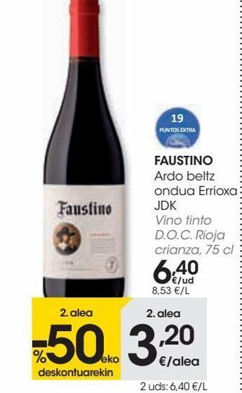 Eroski Faustino vino tinto d.o.c. rioja crianza oferta