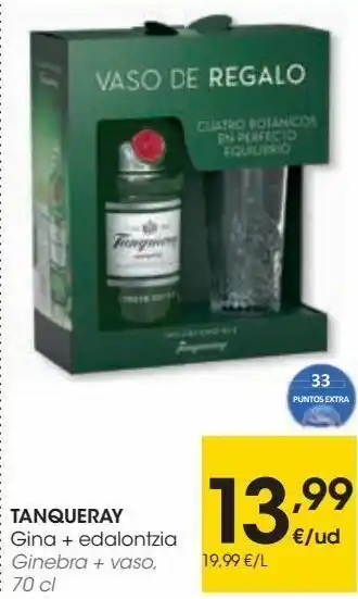 Eroski Tanqueray ginebra + vaso oferta