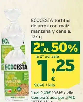 HiperDino Ecocesta tortitas de arroz con maíz, manzana y canela oferta