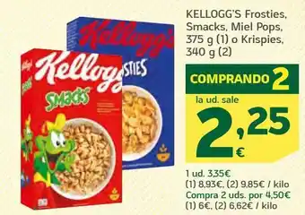 HiperDino Kellogg's frosties, smacks, miel pops, o krispies oferta