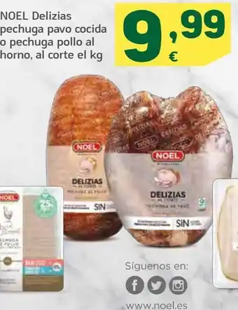 HiperDino Noel delizias pechuga pavo cocida o pechuga pollo al horno oferta