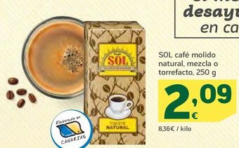 HiperDino Sol café molido natural, mezcla o torrefacto oferta