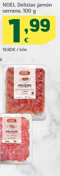 HiperDino Noel delizias jamón serrano oferta