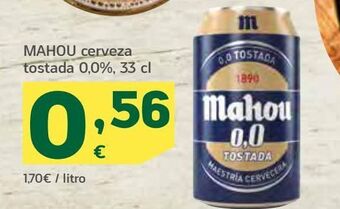 HiperDino Mahou cerveza tostada 0,0% oferta