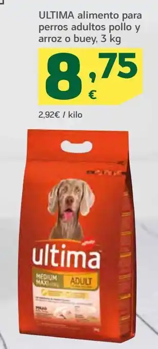 HiperDino Ultima alimento para perros adultos pollo y arroz o buey oferta