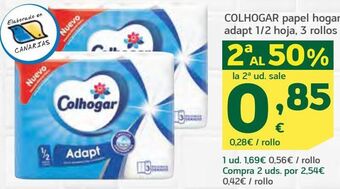 HiperDino Colhogar papel hogar adapt 1/2 hoja, 3 rollos oferta