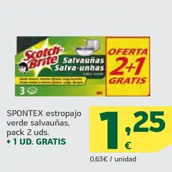 HiperDino Spontex estropajo verde salvauñas, pack 2 oferta