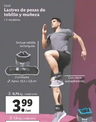 Lidl Crivit Lastres de pesas de tobillo y muñeca 2 modelos oferta