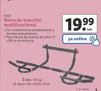 Lidl Crivit Barra de tracción multifuncional 72 y 88cm oferta