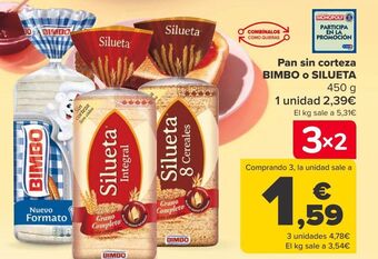 Carrefour Pan sin corteza bimbo o silueta oferta