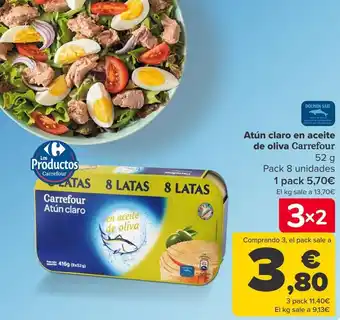 Carrefour Atún claro en aceite de oliva carrefour ,pack 8 oferta