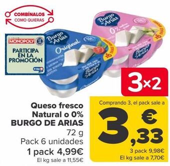 Carrefour Queso fresco natural o 0% burgo de arias oferta