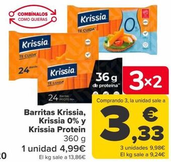 Carrefour Barritas krissia. krissia 0% y krissia protein oferta