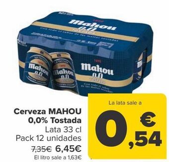 Carrefour Cerveza mahou 0,0% tostada oferta
