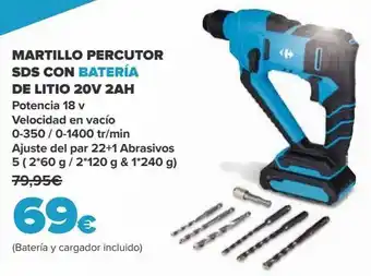 Carrefour Martillo percutor sds con batería de litio 20v 2ah oferta
