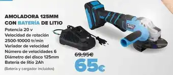 Carrefour Amoladora 125mm con batería de litio oferta