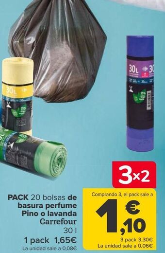 Carrefour Pack 20 bolsas de basura perfume pino o lavanda carrefour oferta