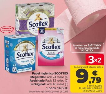 Carrefour Papel higiénico scottex megarollo, acolchado u original oferta