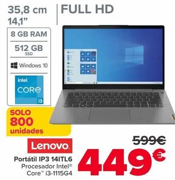 Carrefour Lenovo portátil ip3 14itl6 oferta