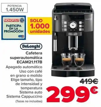 Carrefour Dëlonghi cafetera superautomática ecam21.117b oferta