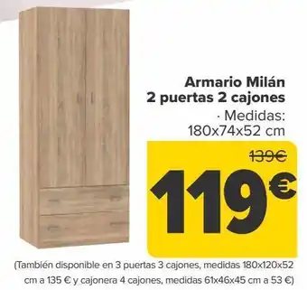 Carrefour Armario milán 2 puertas 2 cajones oferta