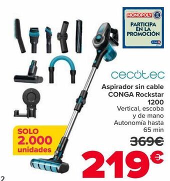 Carrefour Cecotec aspirador sin cable conga rockstar 1200 oferta
