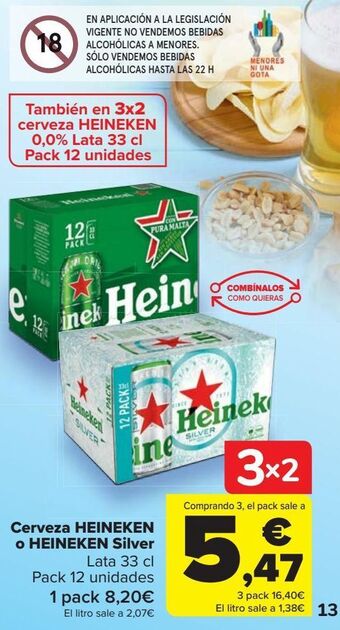Carrefour Cerveza heineken o heineken silver oferta