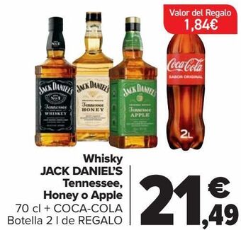 Carrefour Whisky jack daniel's tennessee honey o apple oferta