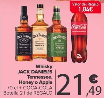Carrefour Whisky jack daniel's tennessee, honey o apple oferta